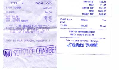 No service charge�̃X�^���v�������ꂽ���V�[�g